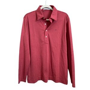 Criquet Mens Long Sleeve Polo Shirt Red Pima Cotton Blend Size Medium